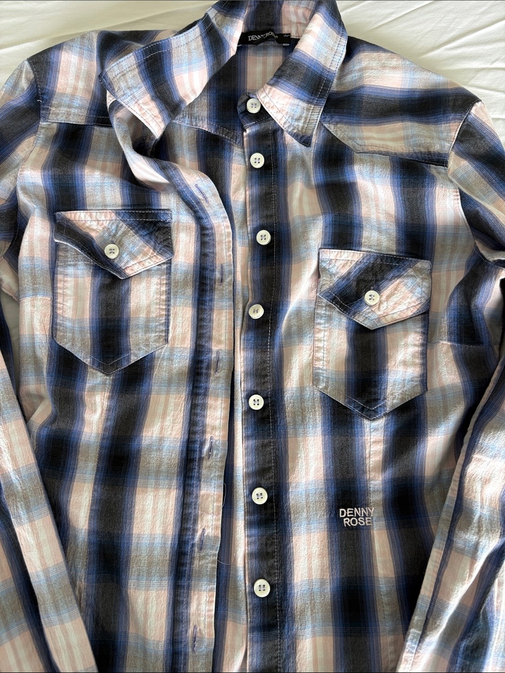 Women’s Blue & Pink Plaid Button-Up Shirt